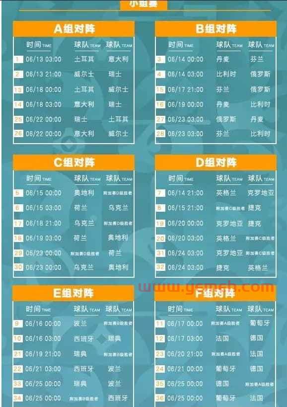 欧洲杯2021分组赛程表（欧洲杯分组赛况）